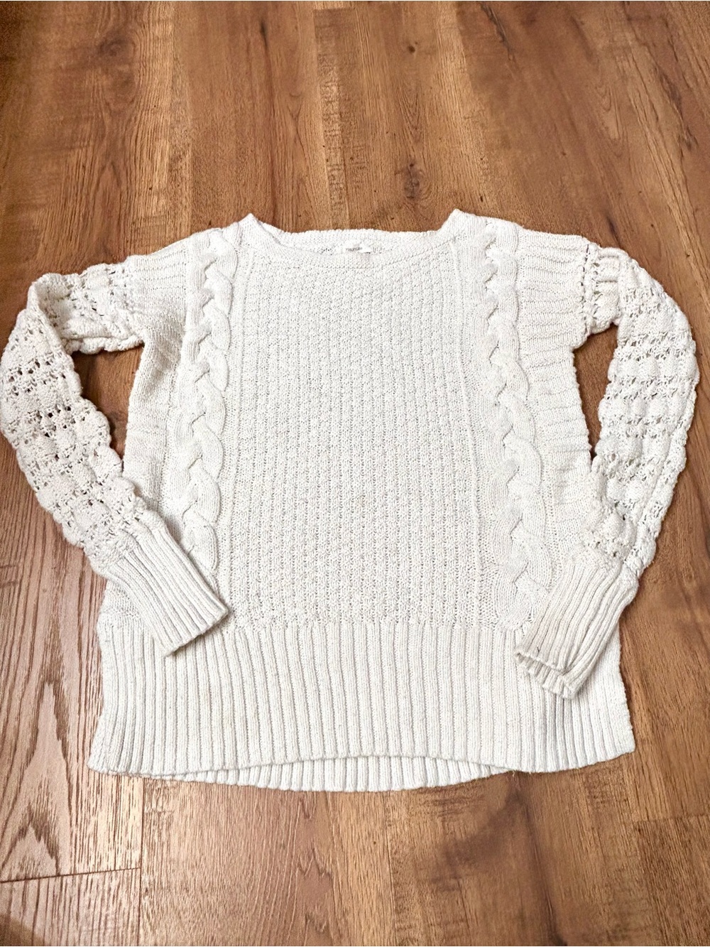 Maurices Cream Cable Knit Scoop Neck Sweater